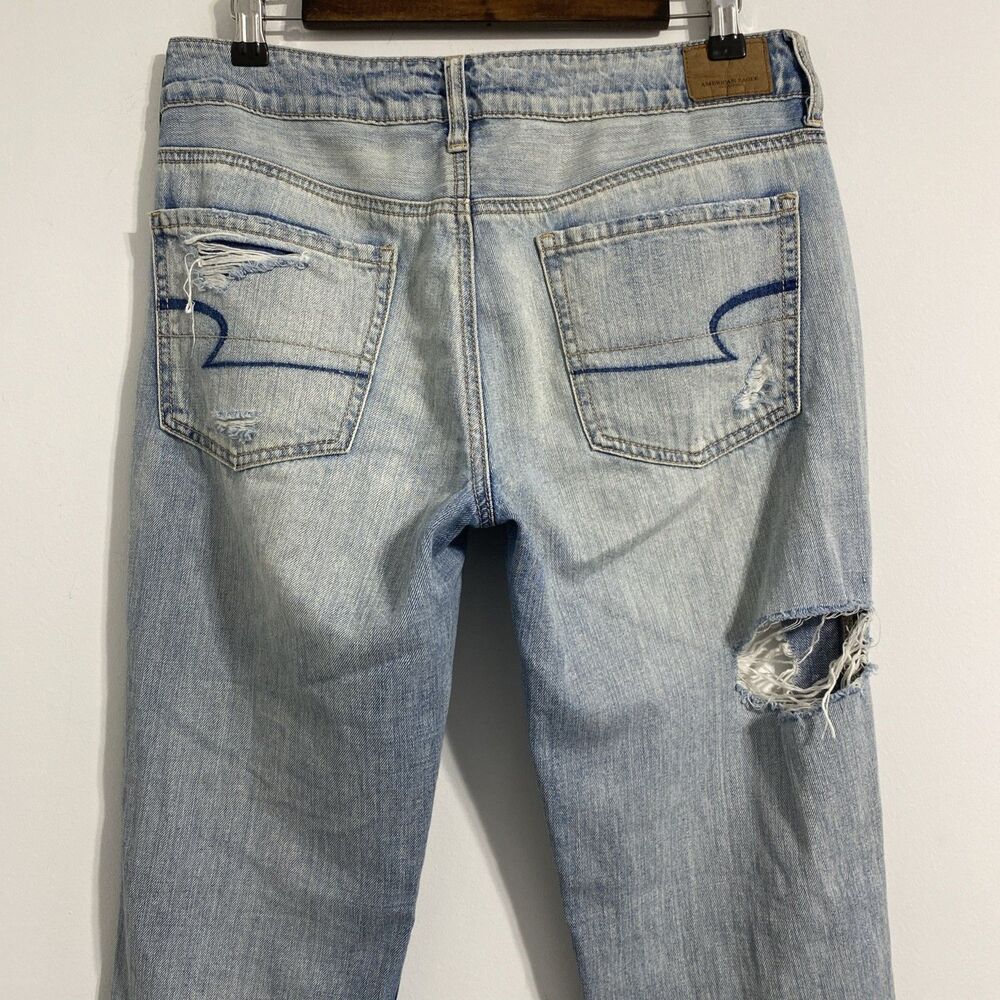 American Eagle Jeans Women's 6 Blue Tomgirl Ripped Distressed Destroyed Trashed - Picture 6 of 12